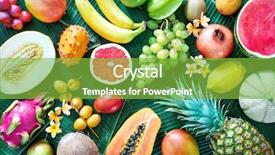  Presentation with tropical fruit - Slide deck enhanced with leaves of palm tree background and a seafoam green colored foreground