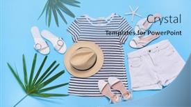  Presentation with palm leaves - PPT theme featuring leaves-of-palm-with-shoes background and a light blue colored foreground