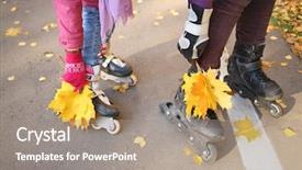  Presentation with maple leaves - Beautiful PPT theme featuring leaves to the roller shoe backdrop and a gray colored foreground