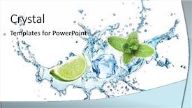  Presentation with water splash - PPT theme having leaves water splash and lime background and a white colored foreground