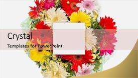  Presentation with tropical leaves and flowers - Beautiful theme featuring leaves with paper card note backdrop and a coral colored foreground