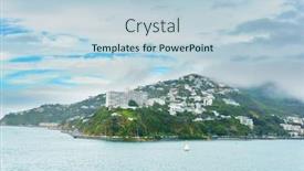  Presentation with strait - Slide deck having leaving misty wellington the capital city of the new zealand on the northern island on the ferry through cook strait for the south island background and a lemonade colored foreground