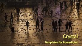  Presentation with music festival - Presentation design consisting of leaving party - people silhouettes living after music background and a  colored foreground