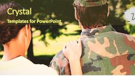  Presentation with veterans day - PPT theme with leaving party - rear view of solider background and a tawny brown colored foreground