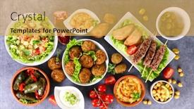  Presentation with lebanese food - Presentation theme having lebanese-food-selection-top-view background and a yellow colored foreground