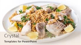  Presentation with almond - Colorful presentation theme enhanced with rice and roasted almond sliver backdrop and a lemonade colored foreground