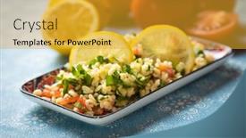  Presentation with olive oil - Slides featuring lebanese-tabbouleh-salad-with-bulgur background and a gold colored foreground
