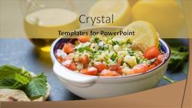  Presentation with olive oil - Presentation design consisting of lebanese-tabbouleh-salad-with-bulgur background and a yellow colored foreground