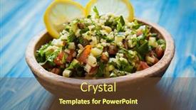  Presentation with olive oil - Theme featuring lebanese-tabbouleh-salad-with-bulgur background and a tawny brown colored foreground