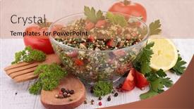  Presentation with baby food lebanese plaqts - Presentation consisting of lebanese tabbouleh background and a coral colored foreground