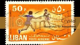  Presentation with table tennis - Theme consisting of lebanon-circa-1978-a-stamp background and a yellow colored foreground
