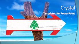  Presentation with teal beach wood - Slides featuring tripoli - lebanon flag wooden sign background and a cobalt blue colored foreground