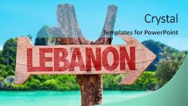  Presentation with coast - PPT theme enhanced with tripoli - lebanon wooden sign with coast background and a arctic colored foreground