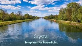  Presentation with flood protection - PPT theme having lech-canal-built-for-power background and a ocean colored foreground