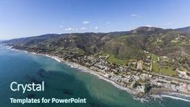  Presentation with area - Presentation theme featuring lechuza beach area in malibu background and a ocean colored foreground