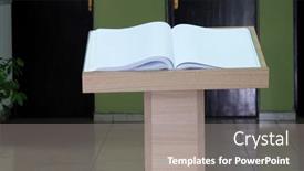  Presentation with stand - Presentation theme featuring lectern open book on stand for writing impressions reading or other purposes background and a gray colored foreground