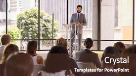  Presentation with hispanic - Theme enhanced with lecture 1 - hispanic man presenting business seminar background and a tawny brown colored foreground