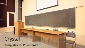  Presentation with classroom - Cool new theme with lecture hall - large classroom big blackboard wooden backdrop and a coral colored foreground