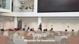  Presentation with students - Slide set featuring lecture in university atrium background and a  colored foreground