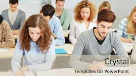  Presentation with taking notes - Amazing presentation having lecture in university classroom taking backdrop and a soft green colored foreground