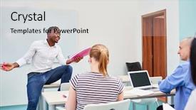  Presentation with further - Cool new PPT layouts with lecture international business - african student giving a presentation backdrop and a light gray colored foreground