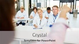  Presentation with nurses - PPT theme enhanced with lecturer-holds-a-medicine-lecture background and a lemonade colored foreground