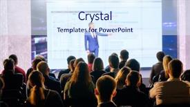  Presentation with farewell pageant speech - PPT layouts consisting of lecturer in the conference hall background and a  colored foreground