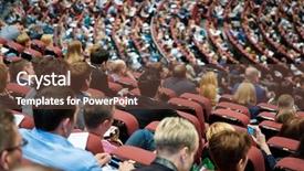  Presentation with audience - Audience pleasing theme consisting of lecturer in the conference hall backdrop and a  colored foreground