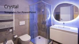  Presentation with mirror - Audience pleasing PPT layouts consisting of led - modern marble bathroom with backlit backdrop and a teal colored foreground