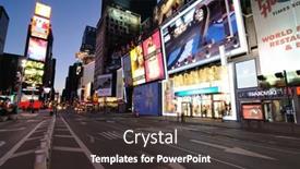  Presentation with office buildings - Audience pleasing PPT theme consisting of led-billboards-on-office-buildings backdrop and a dark gray colored foreground