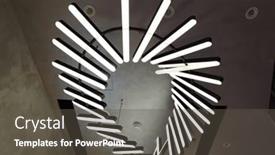  Presentation with light led - PPT theme with led-hall-with-light-strips background and a dark gray colored foreground