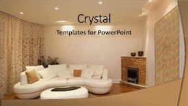  Presentation with living room - PPT theme with led lamp - interior of a living room background and a coral colored foreground