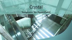  Presentation with modern building - Audience pleasing slides consisting of led lamp - staircase in modern building backdrop and a seafoam green colored foreground