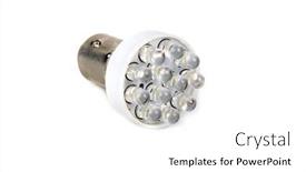  Presentation with auto parts - Colorful presentation design enhanced with led-lamp-for-cars-auto backdrop and a white colored foreground