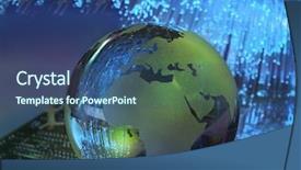  Presentation with fiber optic - Theme with abstract internet usb - computer data concept with earth background and a ocean colored foreground