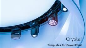  Presentation with led light - Colorful slides enhanced with led-light-on-mall-roof backdrop and a light blue colored foreground