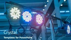  Presentation with led light - Amazing PPT layouts having led-light-on-mall-roof backdrop and a ocean colored foreground