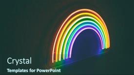  Presentation with neon - Audience pleasing PPT theme consisting of led-neon-rainbow-shines backdrop and a tawny brown colored foreground