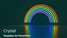  Presentation with neon - Cool new theme with led-neon-rainbow-shines backdrop and a forest green colored foreground