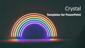  Presentation with neon - Audience pleasing presentation design consisting of led-neon-rainbow-shines backdrop and a tawny brown colored foreground