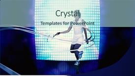  Presentation with blue squares - Slides featuring led projector - athlete playing tennis background and a sky blue colored foreground