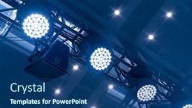  Presentation with spotlight - PPT theme featuring led-spotlight-on-mall-roof background and a ocean colored foreground