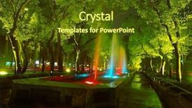  Presentation with led lights - Slide deck with led street lights - fountain in sidewalk background and a tawny brown colored foreground