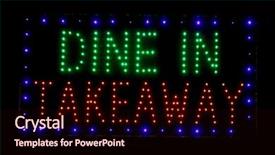  Presentation with poolside restaurant family - Audience pleasing slide deck consisting of led street lights - glowing sign of a restaurant backdrop and a wine colored foreground