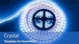  Presentation with led strip - PPT theme featuring led-strip-blue-light-roll background and a teal colored foreground