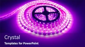  Presentation with led strip - Audience pleasing PPT theme consisting of led-strip-purple-light-roll backdrop and a dark gray colored foreground
