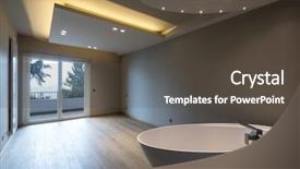  Presentation with bedroom modern - PPT theme featuring led tube - modern bedroom with bathtub luxury background and a dark gray colored foreground