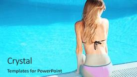  Presentation with neon edge - Beautiful PPT layouts featuring ledge - beautiful young woman sitting backdrop and a cyan colored foreground