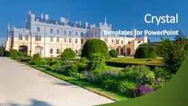  Presentation with czech republic - Beautiful PPT layouts featuring lednice palace with garden czech backdrop and a teal colored foreground
