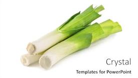  Presentation with stem - Slides with leek-stem-isolated-on-white background and a white colored foreground